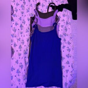 Set of Three Camisoles in Blue, Purple, and Gray